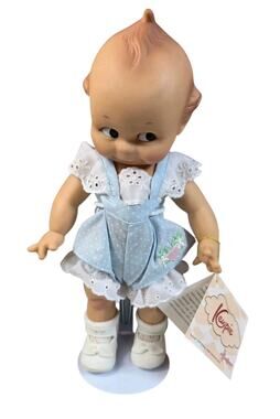 Kewpie Classic Blue Romper 11 in Vinyl Doll NEW With Tags And Stand